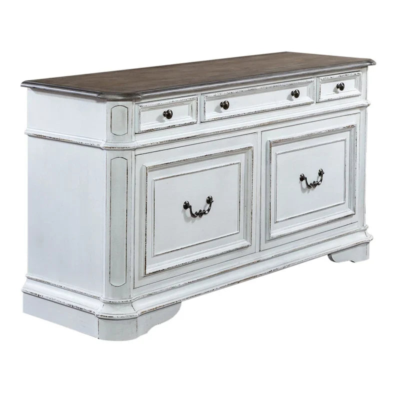 Weathered Bark Credenza in Antique White from Magnolia Manor 2