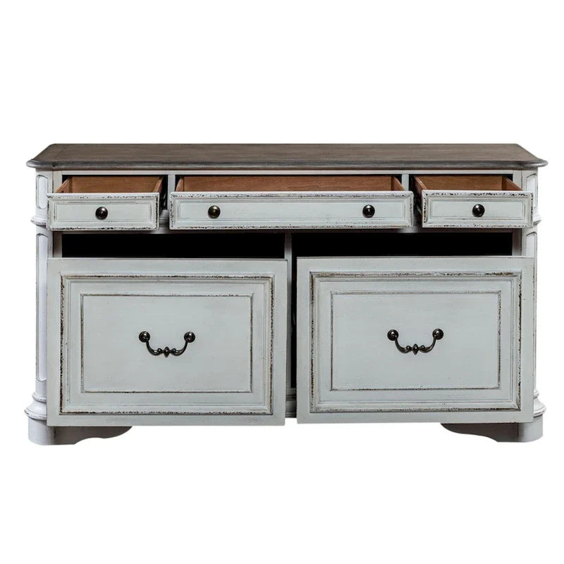 Weathered Bark Credenza in Antique White from Magnolia Manor 7