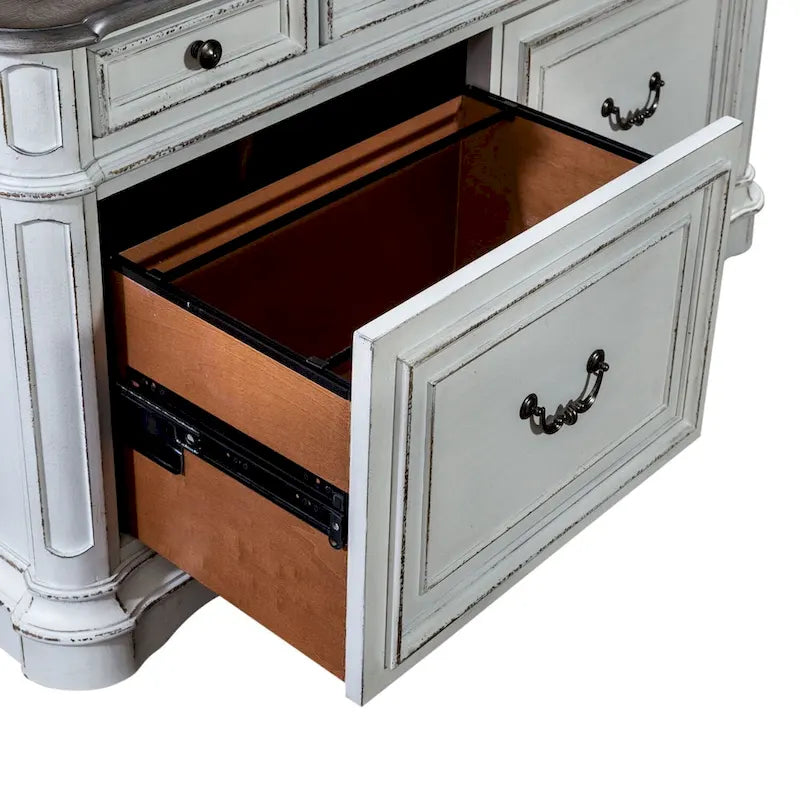 Weathered Bark Credenza in Antique White from Magnolia Manor 8