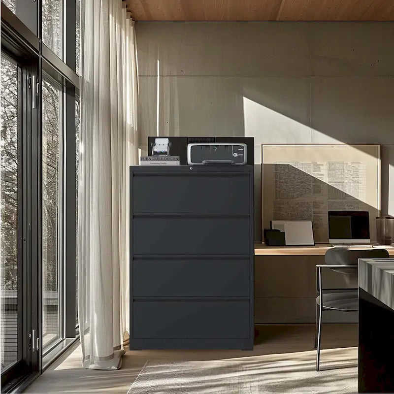 4-Drawer Lockable Lateral File Cabinet - Secure Metal Filing Solution 5