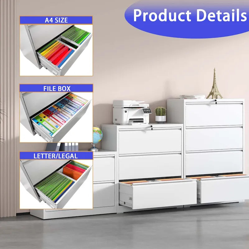4-Drawer Lockable Lateral File Cabinet - Secure Metal Filing Solution 12