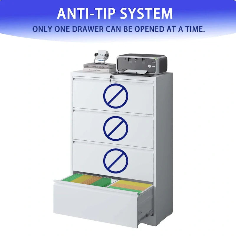 4-Drawer Lockable Lateral File Cabinet - Secure Metal Filing Solution 13