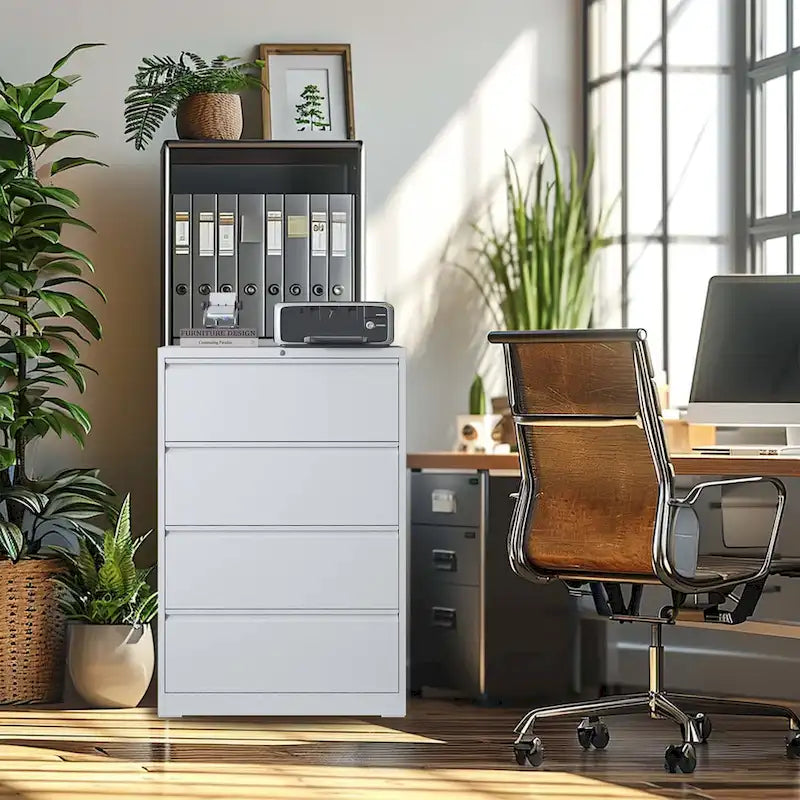 4-Drawer Lockable Lateral File Cabinet - Secure Metal Filing Solution 14