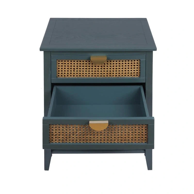 Rattan Nightstands with 2 Drawers and Shelves 2