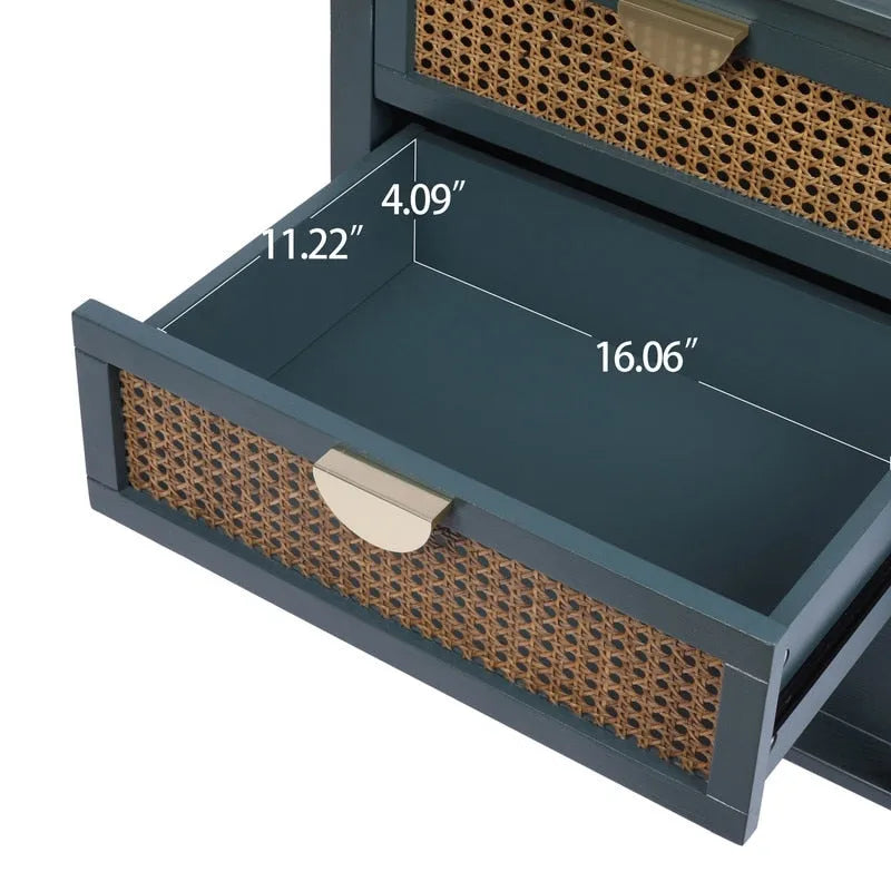 Rattan Nightstands with 2 Drawers and Shelves 6