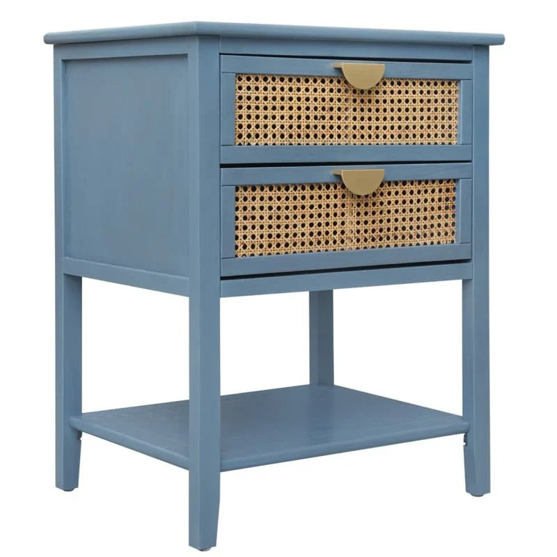 Rattan Nightstands with 2 Drawers and Shelves 11