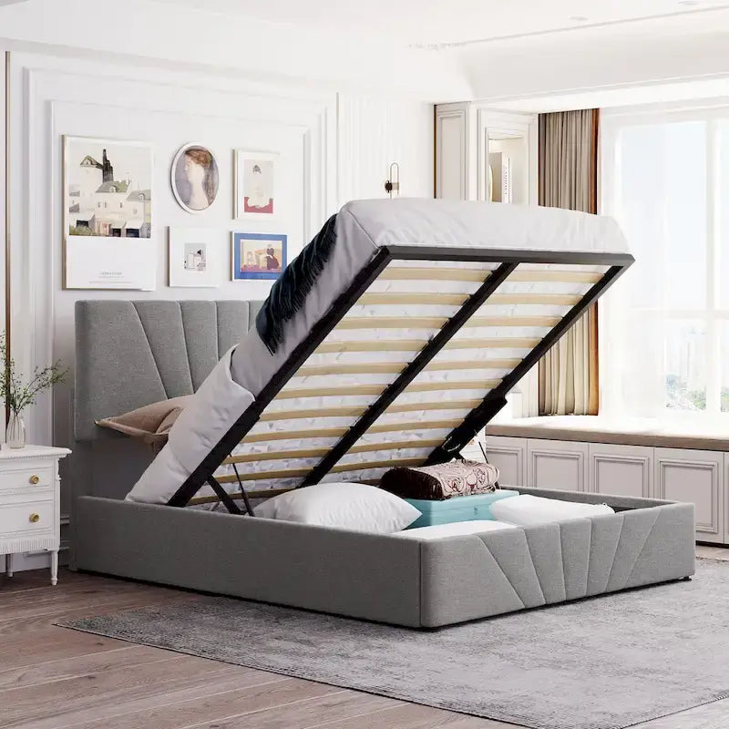Nestfair Upholstered Platform Bed featuring Hydraulic Storage Solution 9