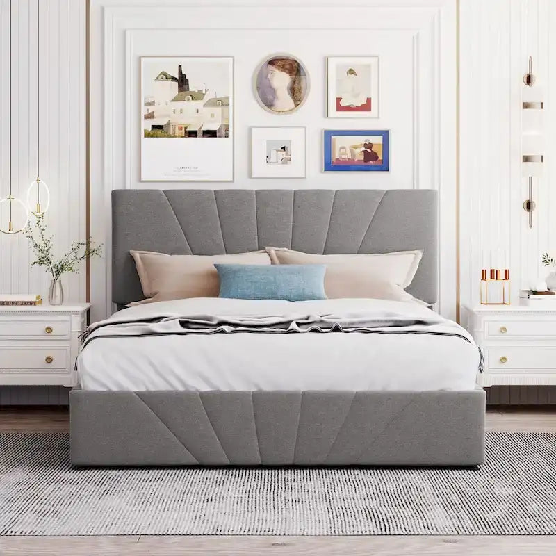 Nestfair Upholstered Platform Bed featuring Hydraulic Storage Solution 10