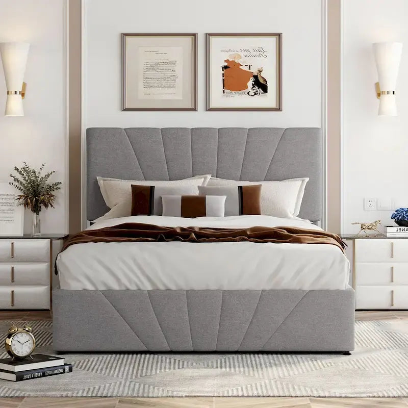 Nestfair Upholstered Platform Bed featuring Hydraulic Storage Solution 26