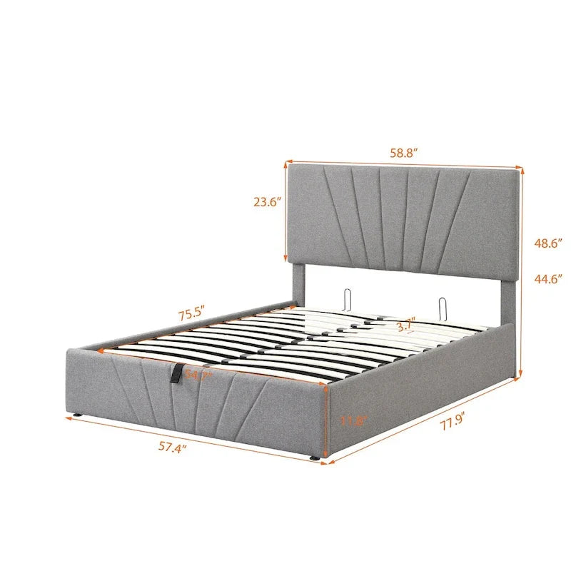 Nestfair Upholstered Platform Bed featuring Hydraulic Storage Solution 32