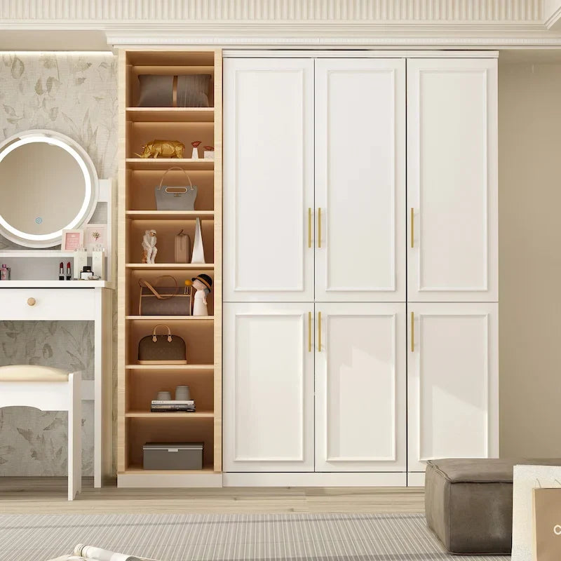 74.8-Inch Tall Large Modular Wardrobe Closet with Glass Doors 44