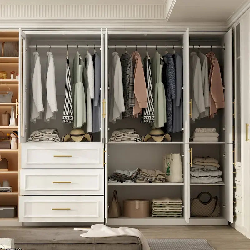 74.8-Inch Tall Large Modular Wardrobe Closet with Glass Doors 2