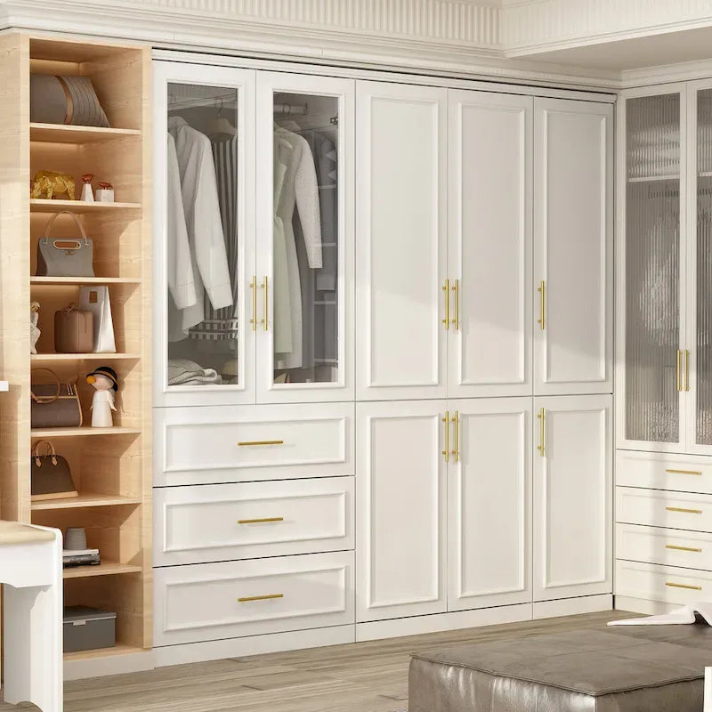 74.8-Inch Tall Large Modular Wardrobe Closet with Glass Doors 3