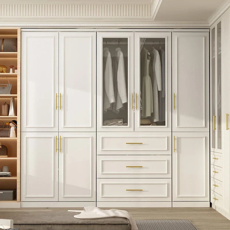 74.8-Inch Tall Large Modular Wardrobe Closet with Glass Doors 4
