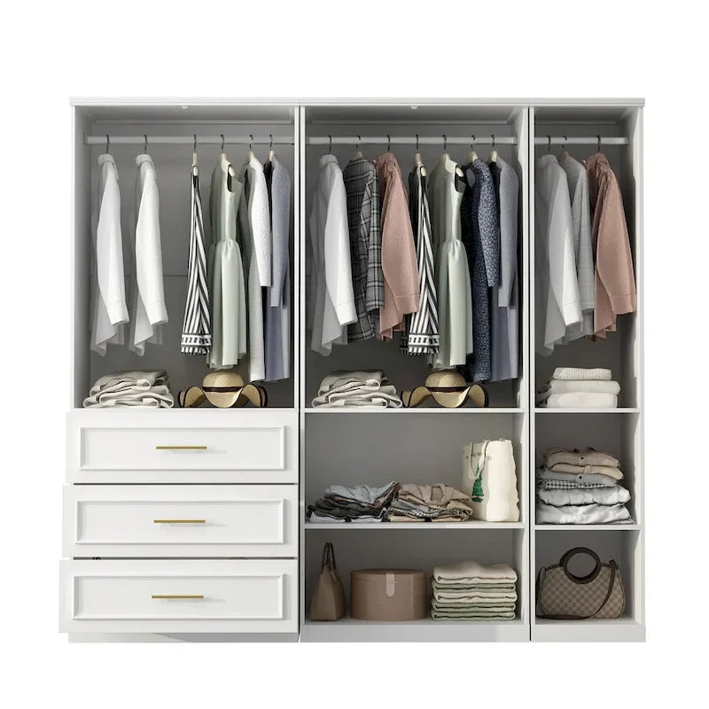 74.8-Inch Tall Large Modular Wardrobe Closet with Glass Doors 5