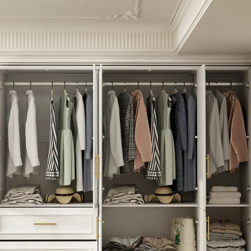 74.8-Inch Tall Large Modular Wardrobe Closet with Glass Doors 8