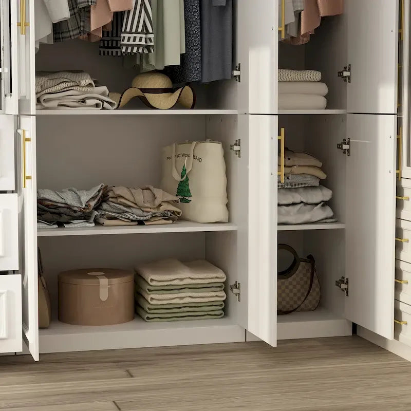 74.8-Inch Tall Large Modular Wardrobe Closet with Glass Doors 9