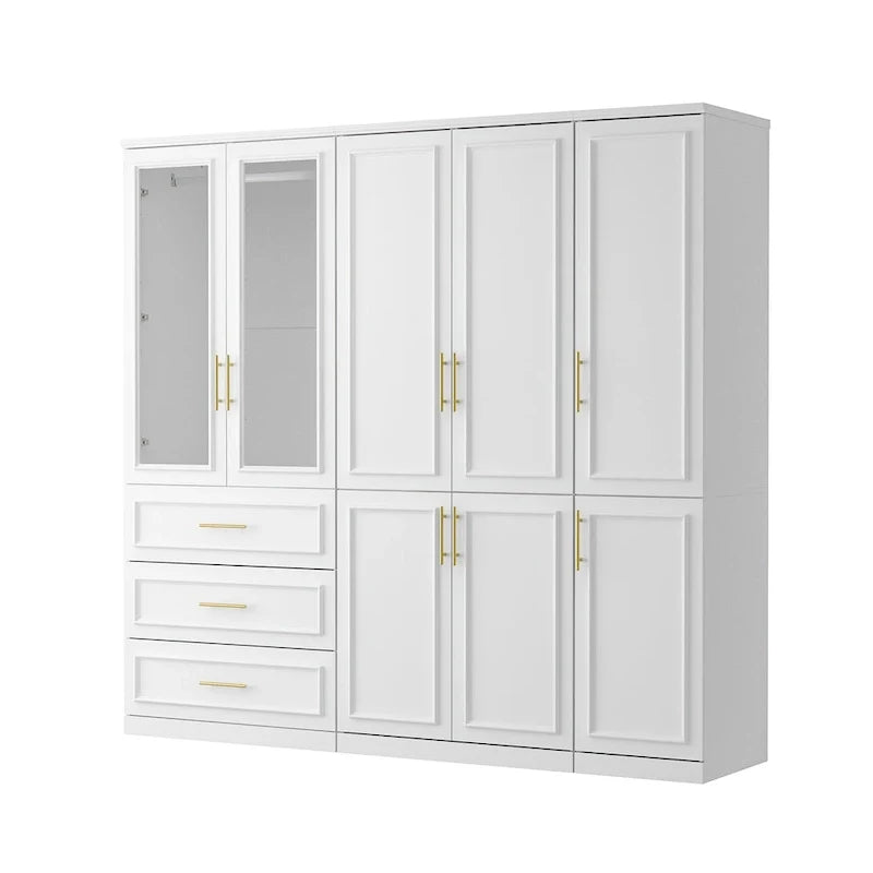 74.8-Inch Tall Large Modular Wardrobe Closet with Glass Doors 17