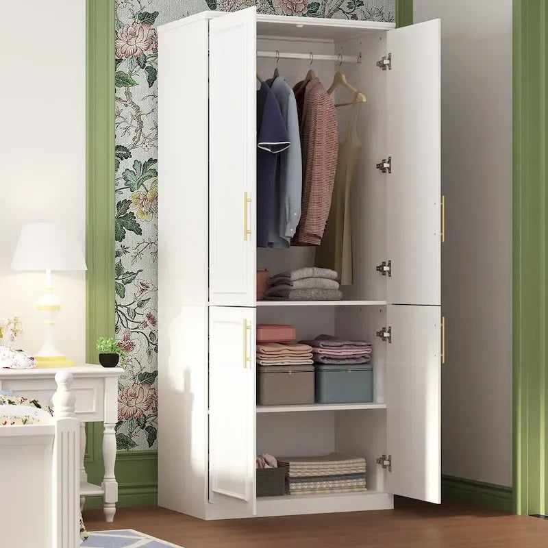 74.8-Inch Tall Large Modular Wardrobe Closet with Glass Doors 20