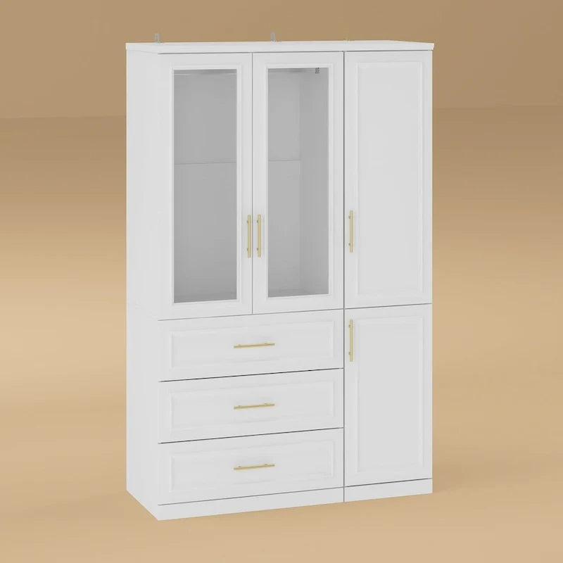 74.8-Inch Tall Large Modular Wardrobe Closet with Glass Doors 39