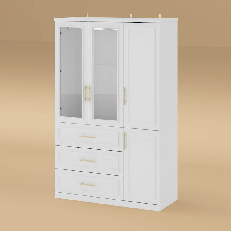 74.8-Inch Tall Large Modular Wardrobe Closet with Glass Doors 40