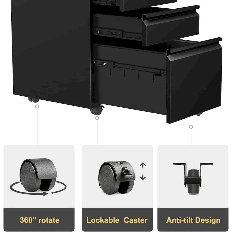Metal Locking File Cabinet with 3 Drawers for Home Office 7