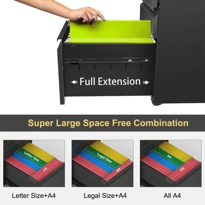 Metal Locking File Cabinet with 3 Drawers for Home Office 8