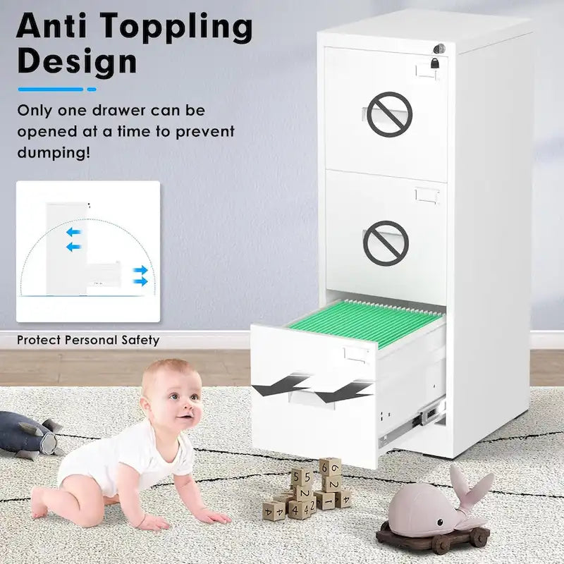 Metal Locking File Cabinet with 3 Drawers for Home Office 23