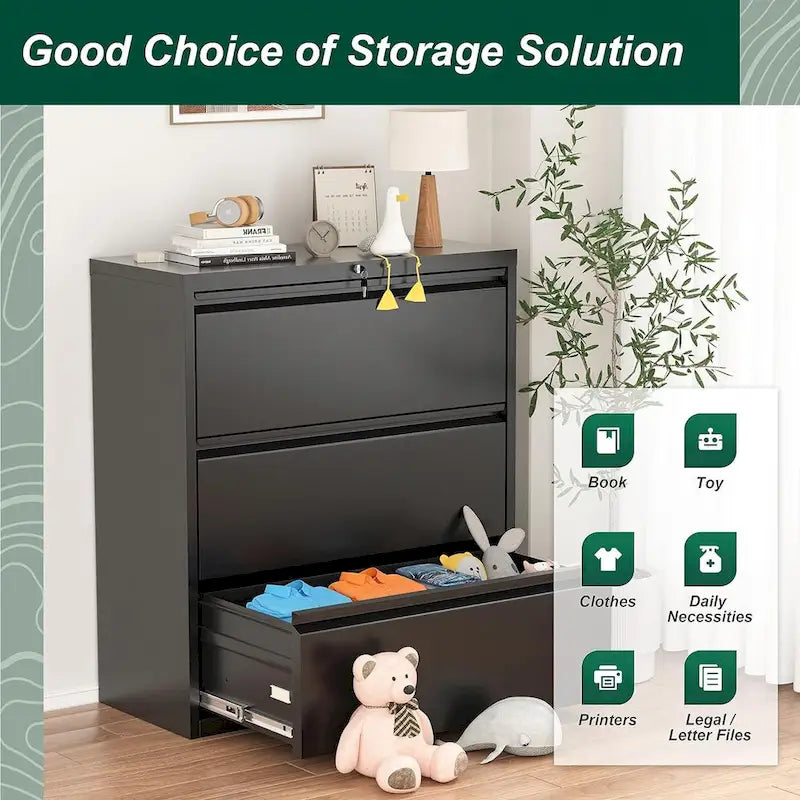 Metal Locking File Cabinet with 3 Drawers for Home Office 31