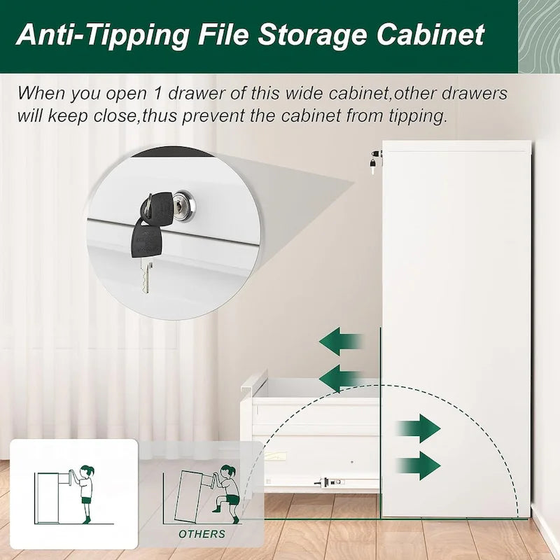 Metal Locking File Cabinet with 3 Drawers for Home Office 36