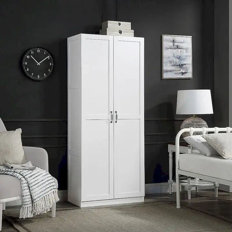 Modern Storage Wardrobe Cabinet with Doors and Multi Compartment Shelves 33