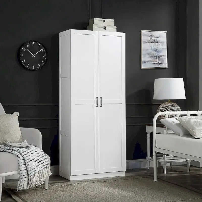 Modern Storage Wardrobe Cabinet with Doors and Multi Compartment Shelves 11