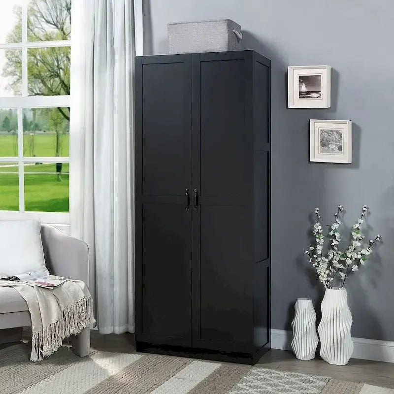 Modern Storage Wardrobe Cabinet with Doors and Multi Compartment Shelves 21
