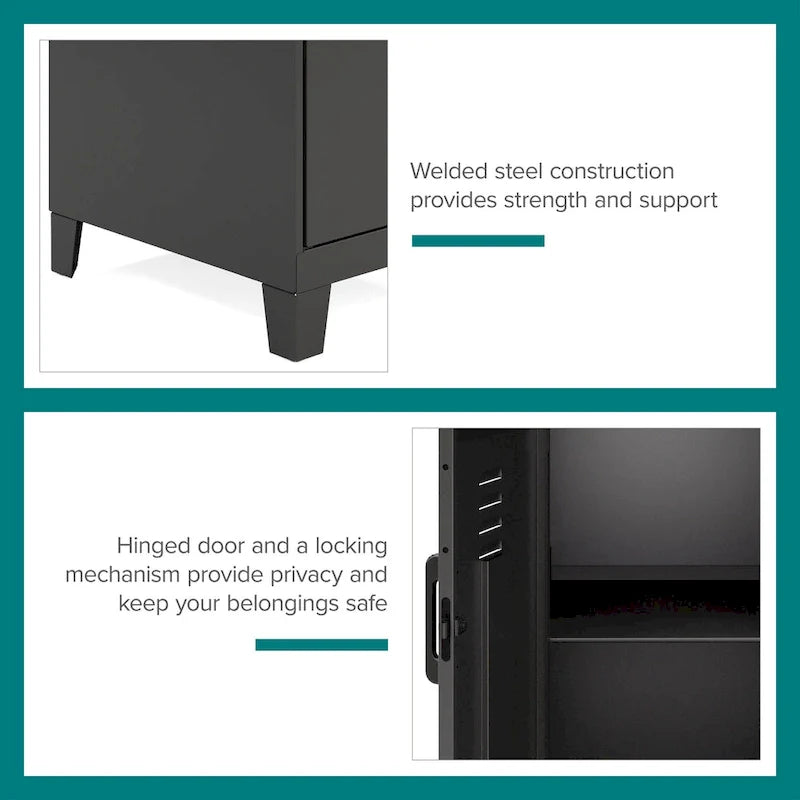 27.5-Inch High Mini Storage Locker Cabinet with 2 Shelves and Vented Doors 8