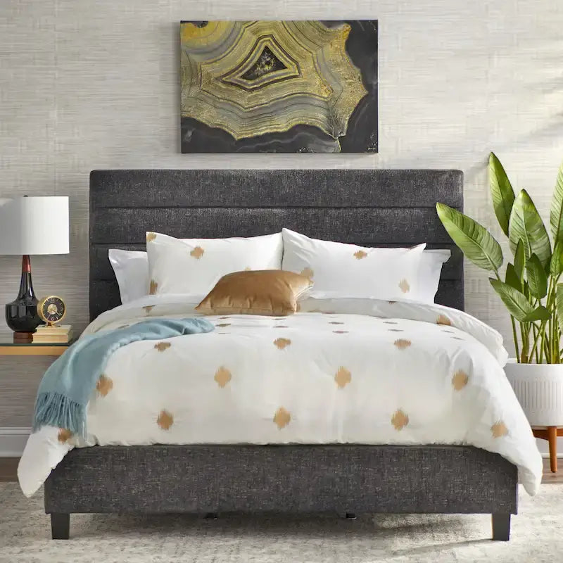 Raquel Queen Upholstered Bed with Channel Back by Lifestorey 19