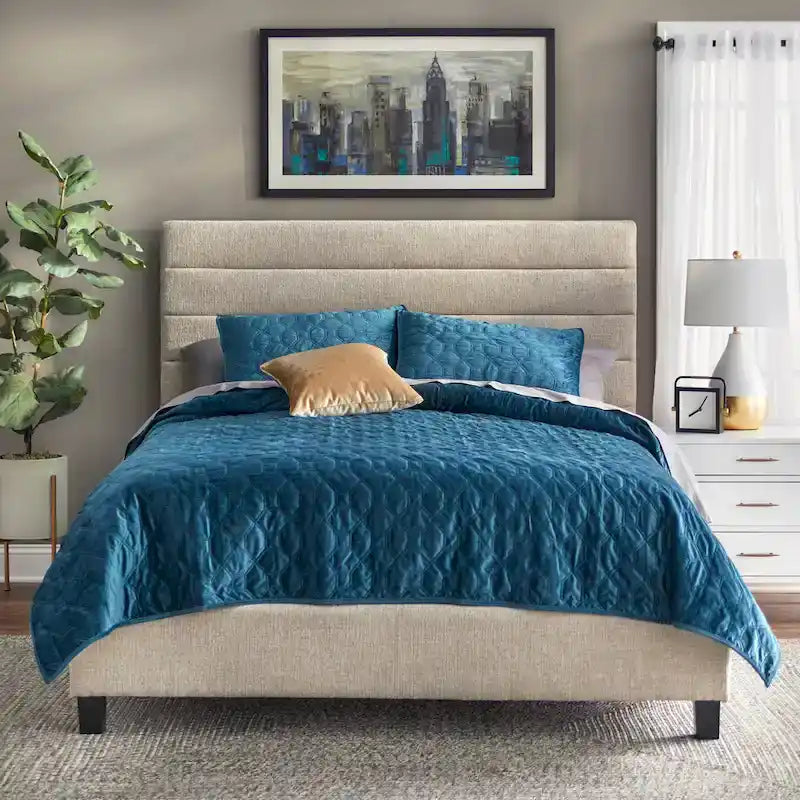 Raquel Queen Upholstered Bed with Channel Back by Lifestorey 1