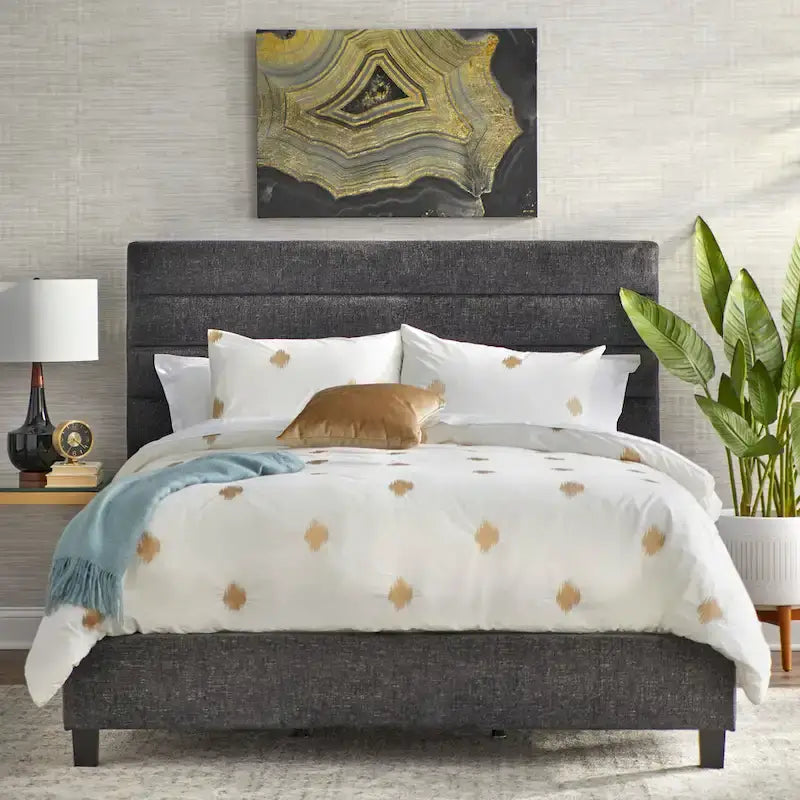 Raquel Queen Upholstered Bed with Channel Back by Lifestorey 2