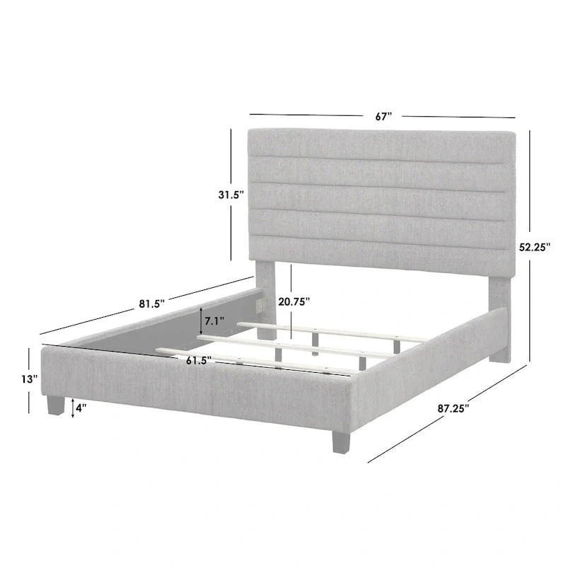 Raquel Queen Upholstered Bed with Channel Back by Lifestorey 16