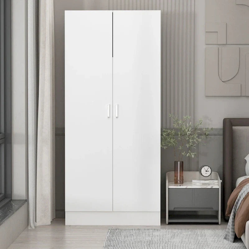 Freestanding 2-Door Bedroom Armoire with Hanging Rod 2
