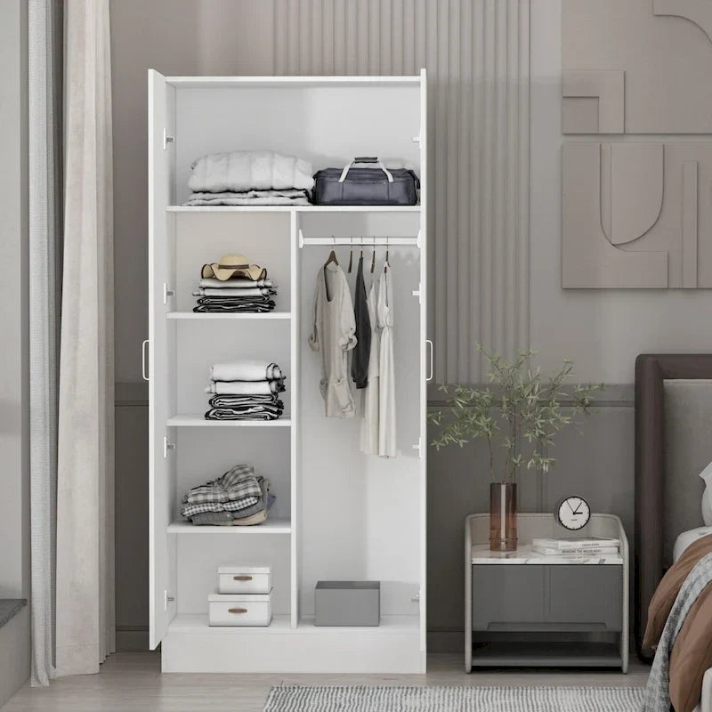 Freestanding 2-Door Bedroom Armoire with Hanging Rod 3