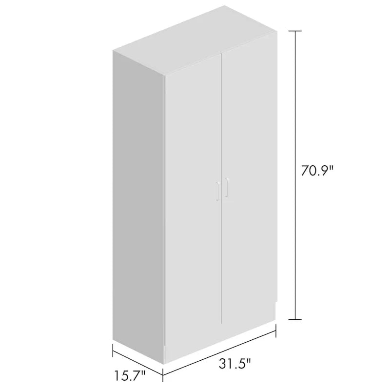 Freestanding 2-Door Bedroom Armoire with Hanging Rod 4