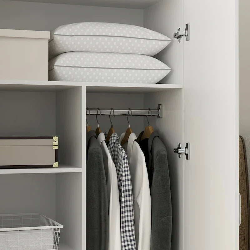 Freestanding 2-Door Bedroom Armoire with Hanging Rod 6
