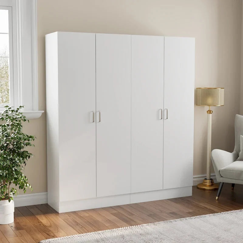 Freestanding 2-Door Bedroom Armoire with Hanging Rod 10