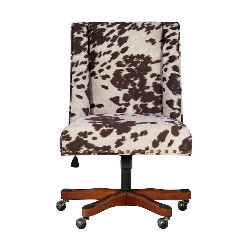 Plush Office Chair with Brown and White Cow Print 5