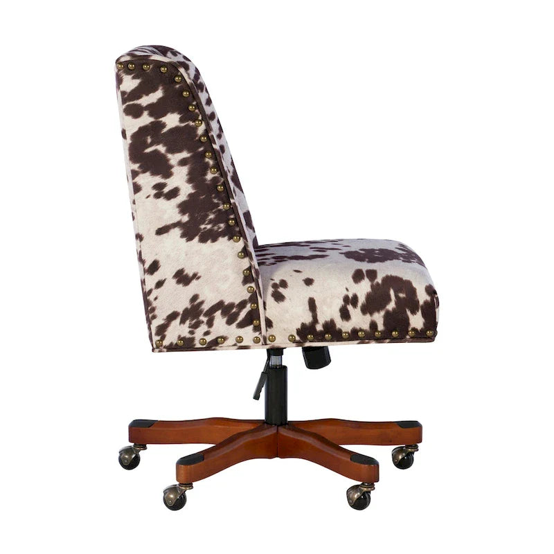 Plush Office Chair with Brown and White Cow Print 6