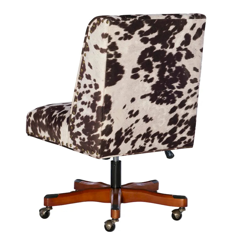 Plush Office Chair with Brown and White Cow Print 7