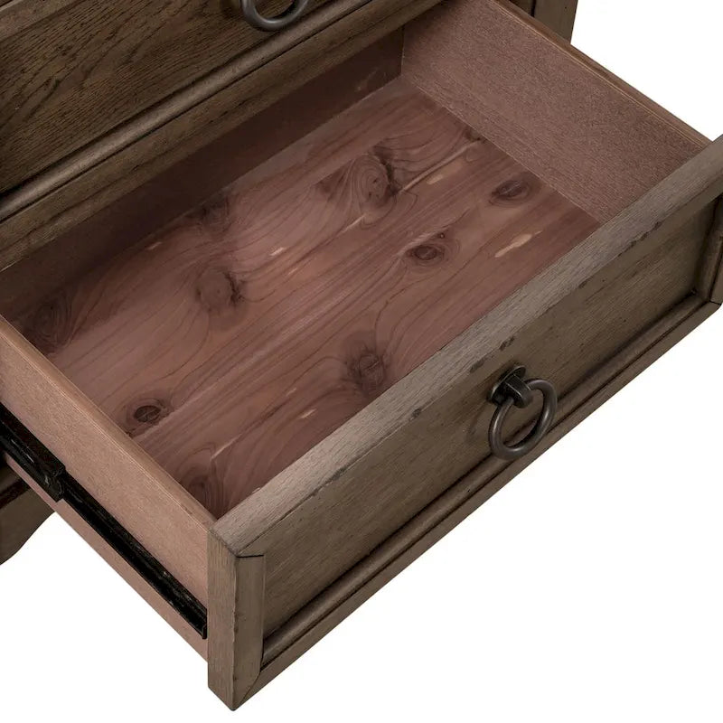 Americana Farmhouse Dusty Taupe Nightstand with 2 Drawers and Charging Station 6