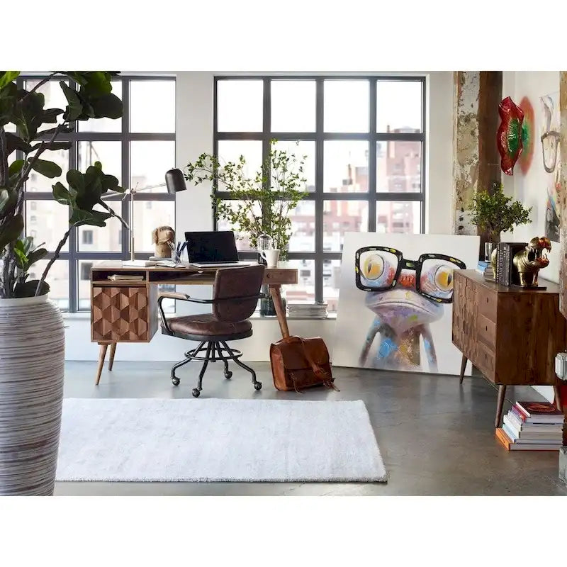 Swivel Office Desk Chair with Upholstered Seat and Rolling Base 4