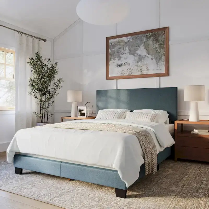 Nova Contemporary Queen Bed with Upholstered Design – Box Spring Needed 3