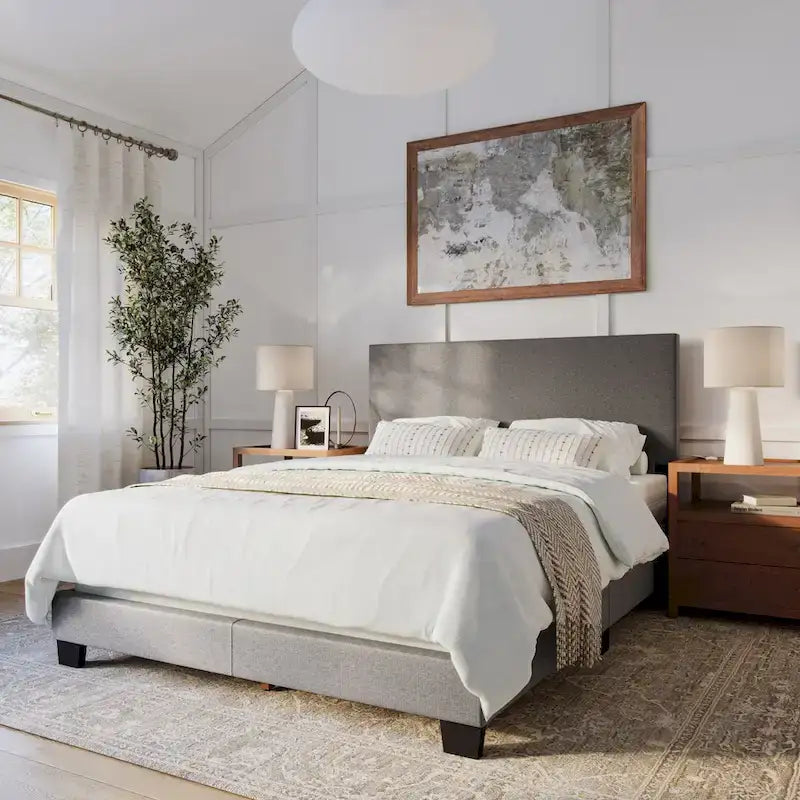 Nova Contemporary Queen Bed with Upholstered Design – Box Spring Needed 4